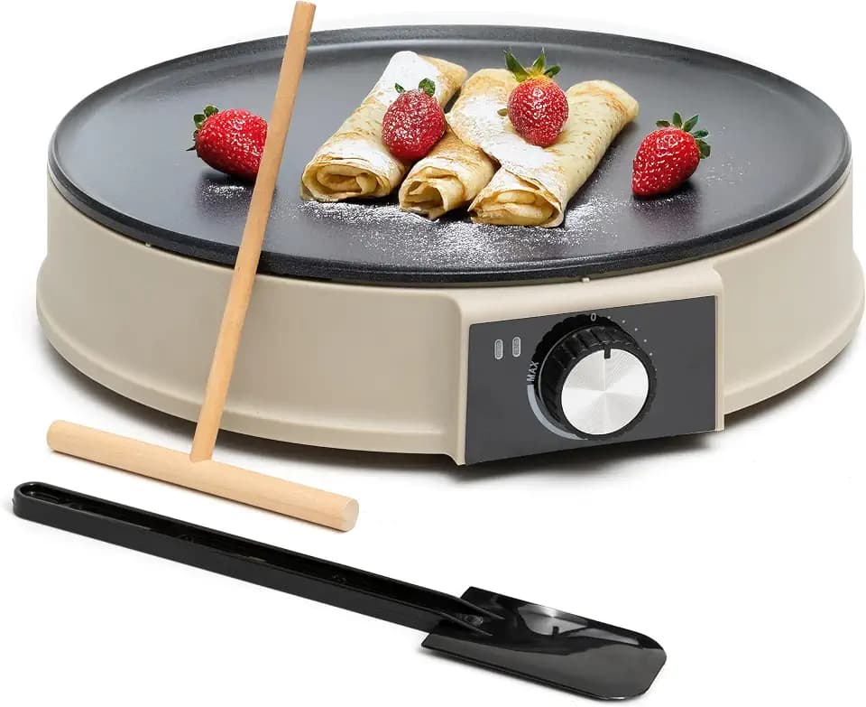 Moss & Stone 12” Electric Crepe Maker Machine, Griddle Nonstick Crepe Pan