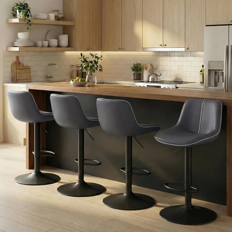 VASAGLE Bar Stools Set of 4, Swivel, Adjustable Height, Spliced Design