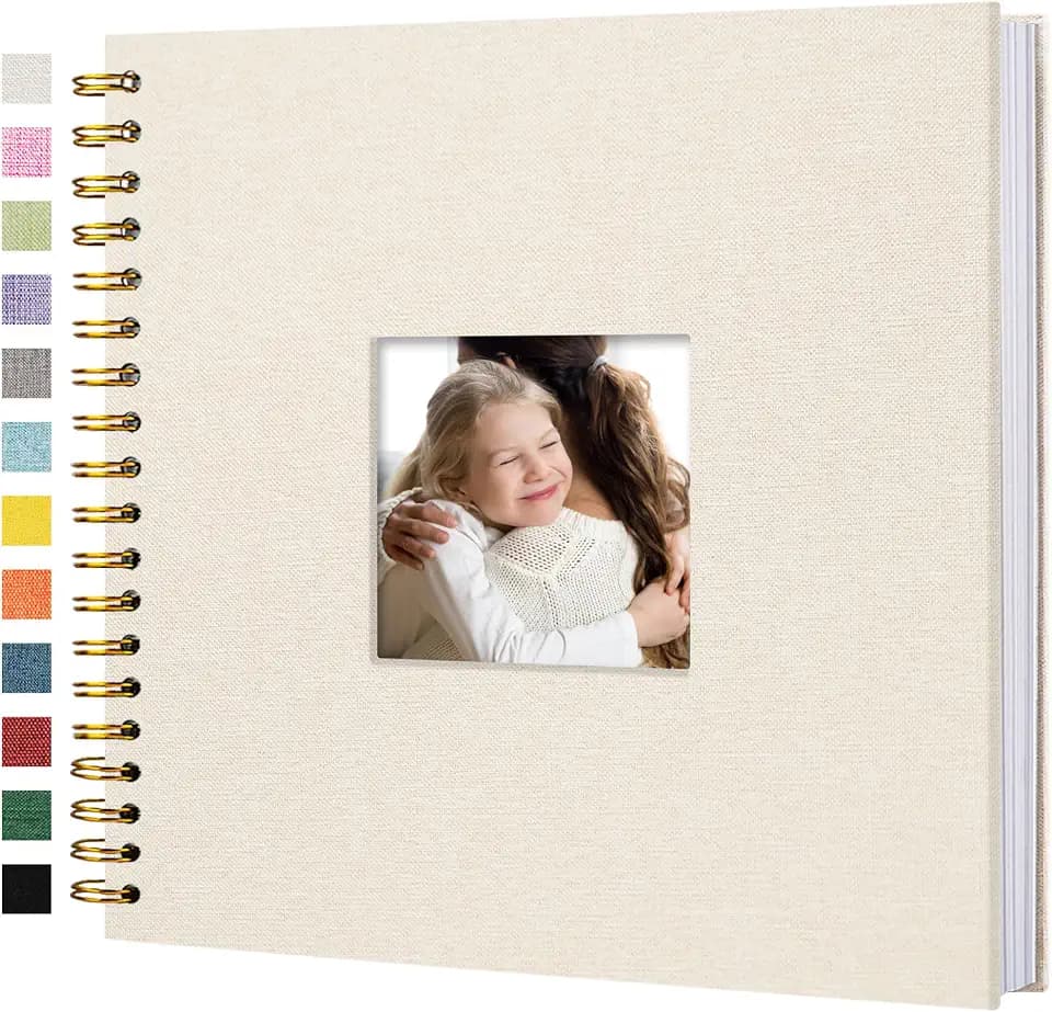 10"x10" Scrapbook Photo Album Linen Cover 40 Sheets 80 Pages White Paper