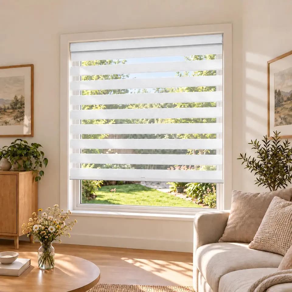 HESTIA Cordless Light Filtering Zebra Blinds, Grey, 22" W x 48" H