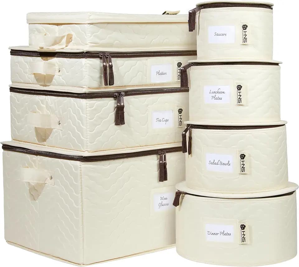 China Storage Hard Shell Containers 8-Piece Set Moving Boxes, Beige Quilted