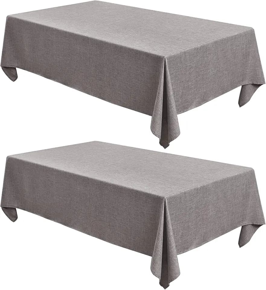 Fitable 2 Pack Stone Faux Linen Tablecloths Rectangle 60x120 Inch