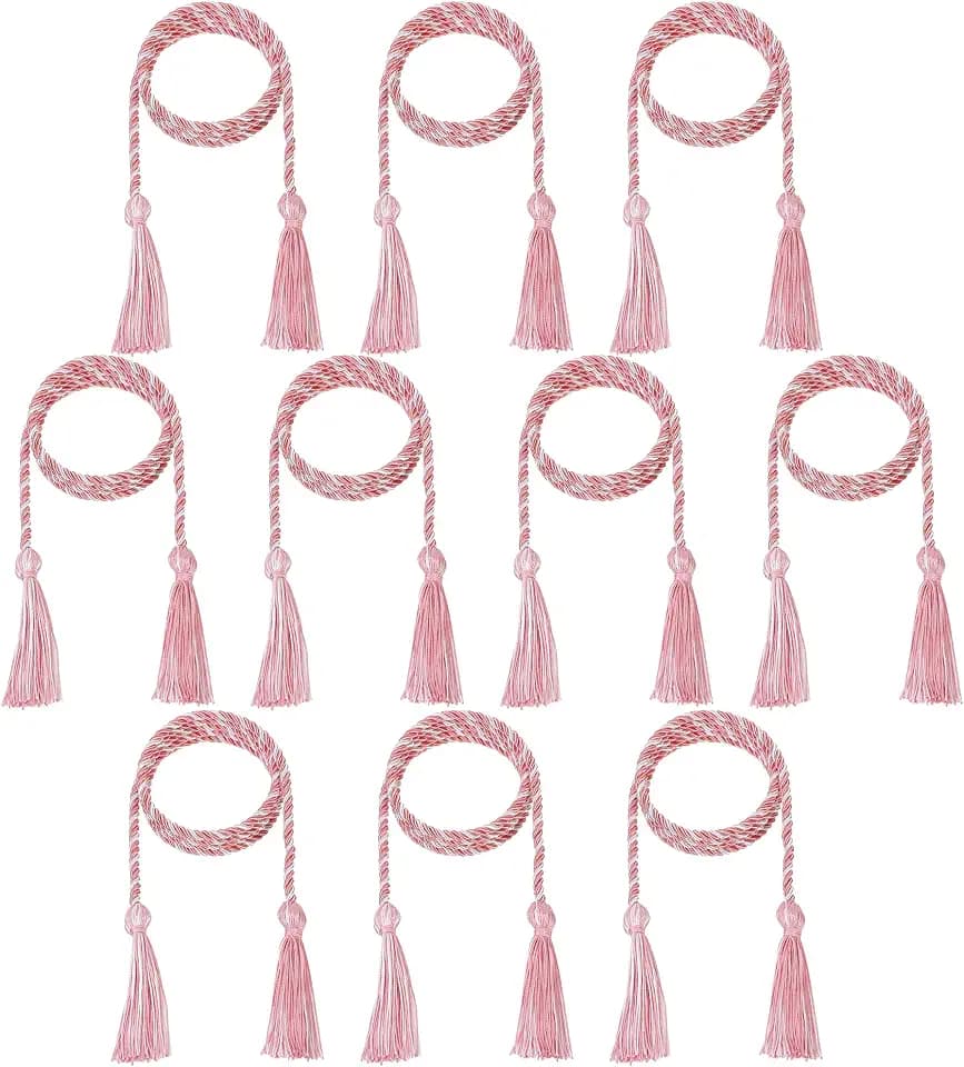 10 PC Graduation Cords Multi-Color 68" (Pink White)