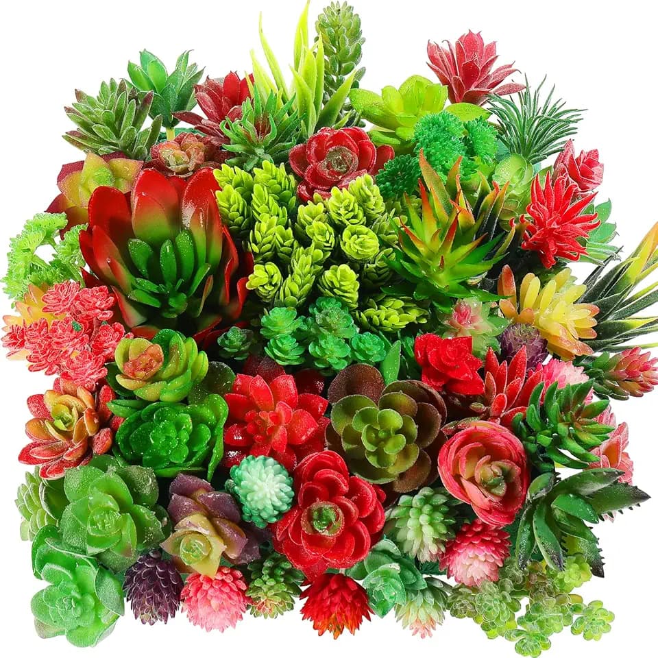 WILLBOND 100 Pcs Fake Succulent Artificial Succulents Plants, Cute Style