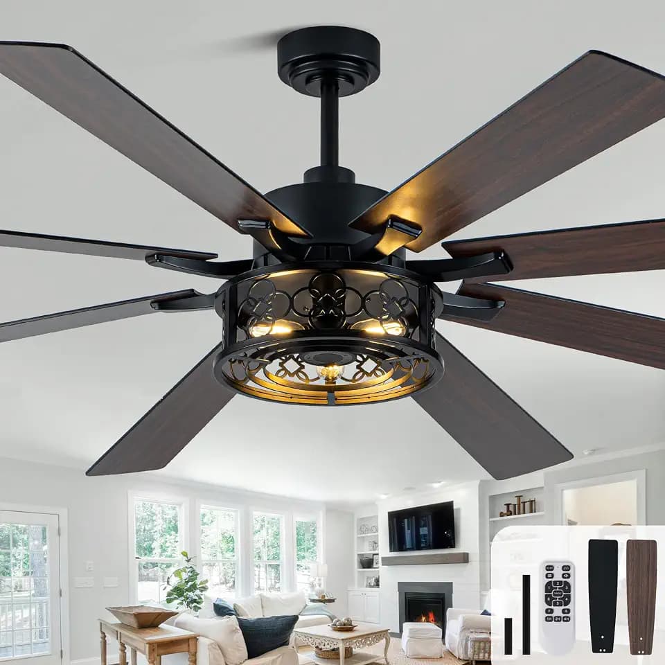 72" Farmhouse Ceiling Fan with Lights Remote Rustic Ceiling Fan