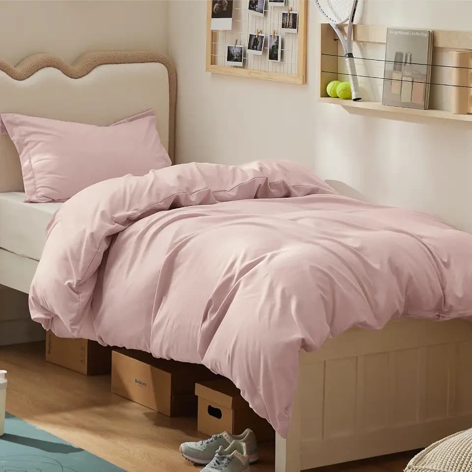 Bedsure Twin/Twin XL Duvet Cover, Double Brushed Bedding Set, Rose Pink