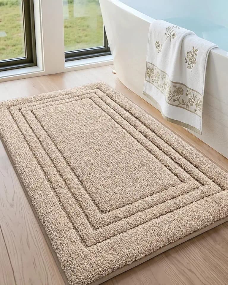 DEXI Bath Mats Bathroom Rug Non Slip Bathmat, 36x24 Beige