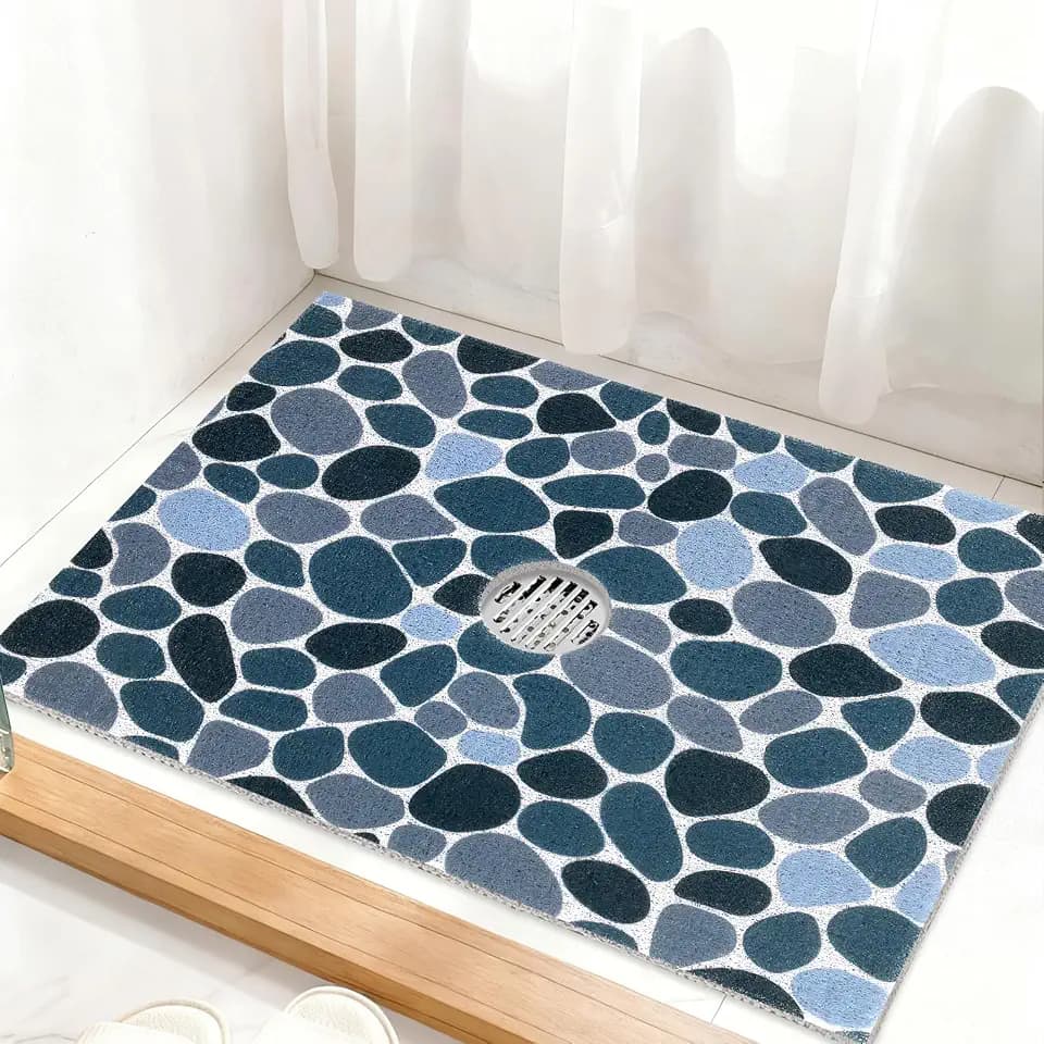 Square Shower Mat Non Slip: 32 x 24 Inch Extra Large Shower Mats with Drain Hole in Middle - PVC Loofah Anti Slip Shower Floor Matt for Inside Shower