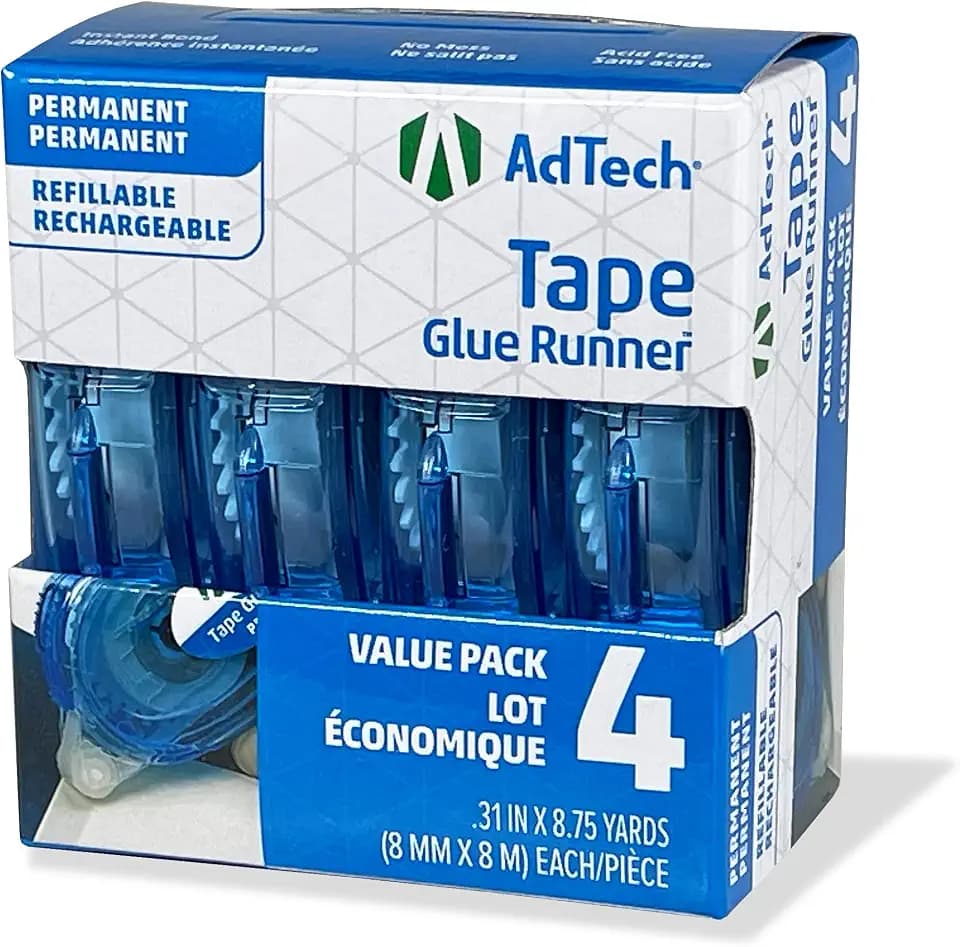 AdTech 5603 Permanent Crafter's Tape, 0.31" x 315", Pack of 4