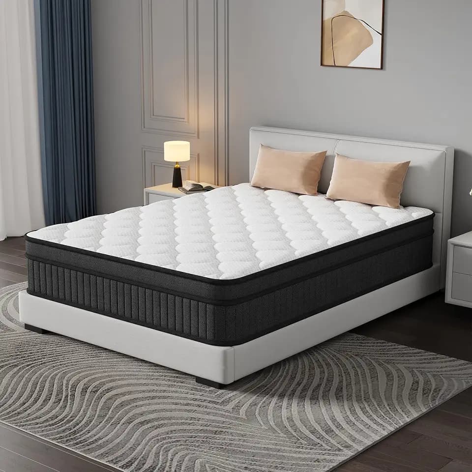 King Size 12 Inch Hybrid Mattress, Medium Firm Pocket Spring Mattress in a Box, Breathable Pressure Relief, CertiPUR-US Certified Foam, Convenient Bed in a Box Delivery
