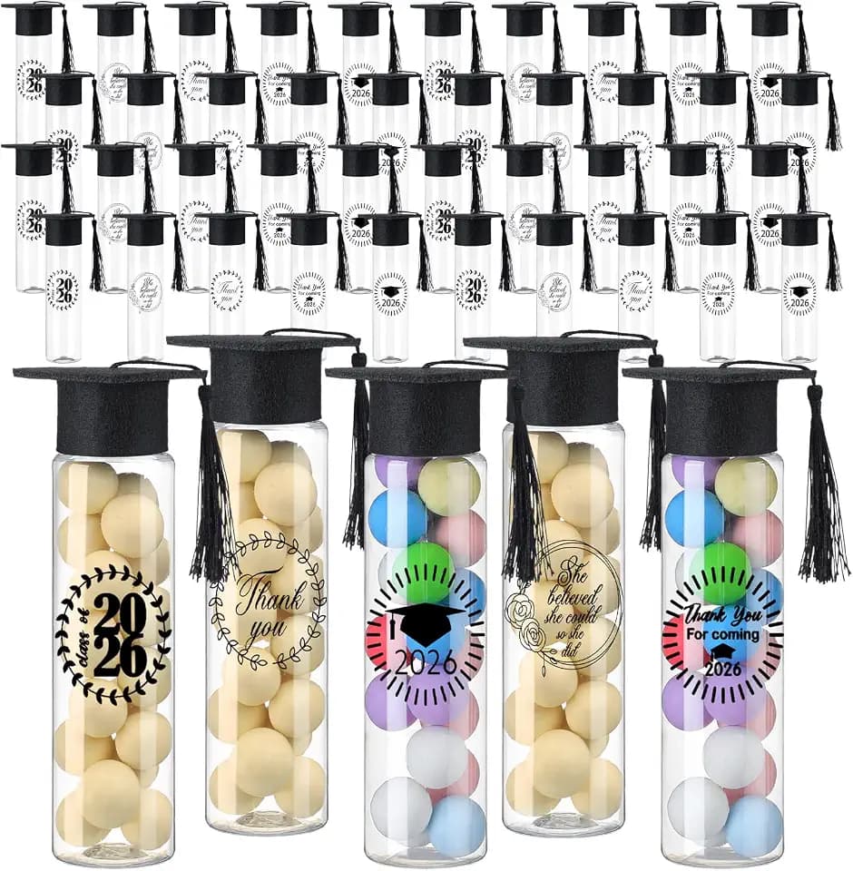 Teenyyou 50 Pcs Graduation Candy Tube 2026 Grad Party Favor, Black