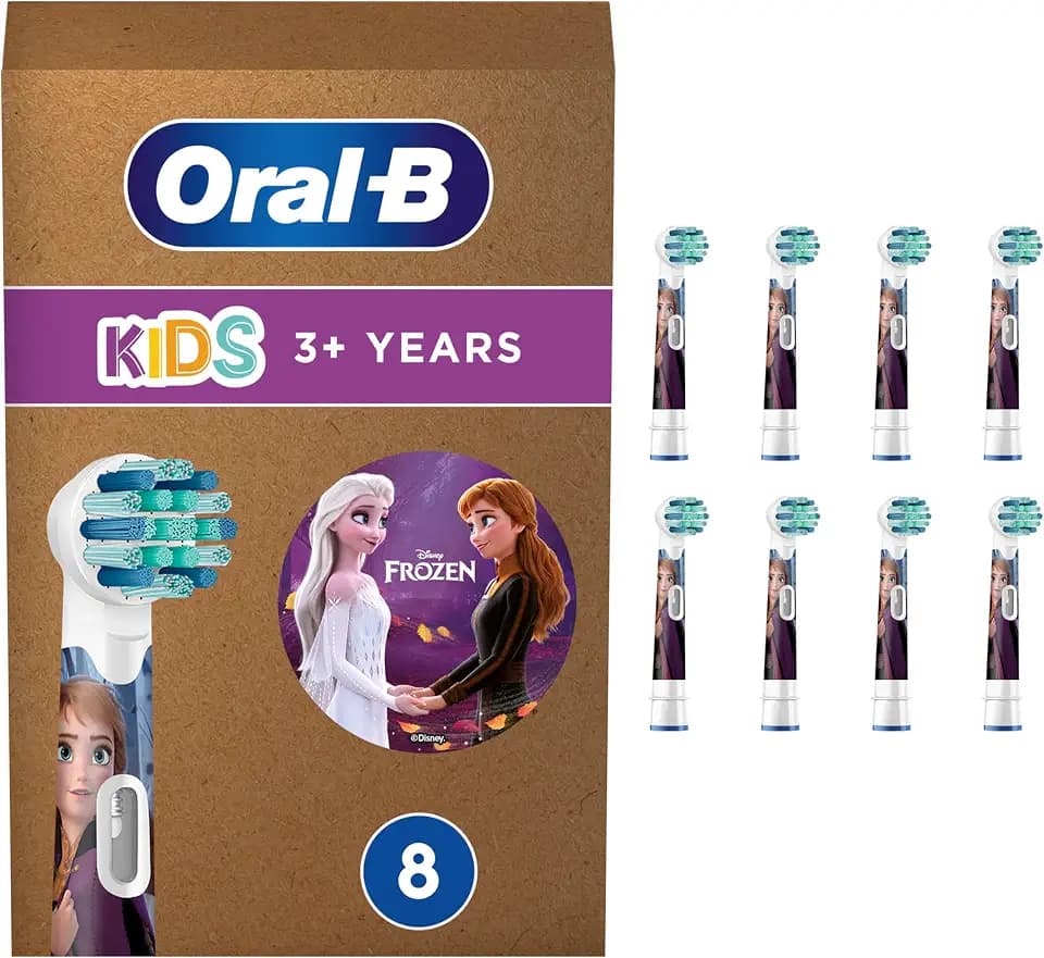 Oral-B Kids Frozen Aufsteckbürsten für elektrische Zahnbürste, 8 Stück, extra weiche Borsten, Original Zahnbürstenaufsatz, für Kinder ab 3 Jahren, briefkastenfähige Verpackung