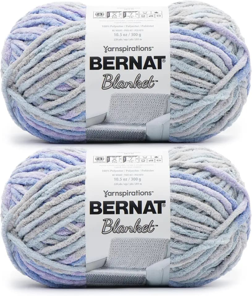 Bernat Blanket Yarn Super Bulky Soft Chenille Yarn Overcast 2-Pack