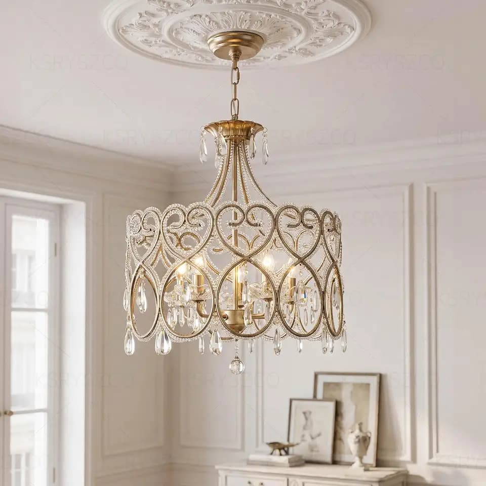 Veronie 20in Vintage Crystal Chandeliers for Dining Room Light Fixture