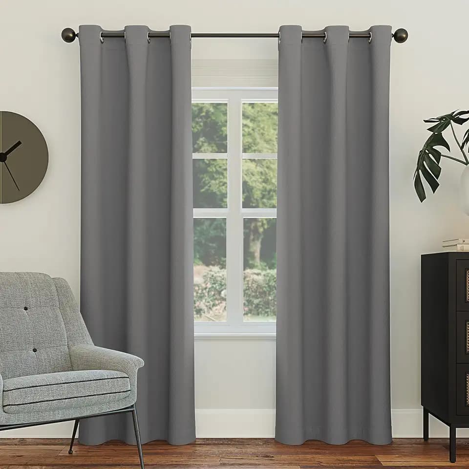 Sun Zero Easton Energy Saving Blackout Grommet Curtain Panel, 40" x 108", Gray