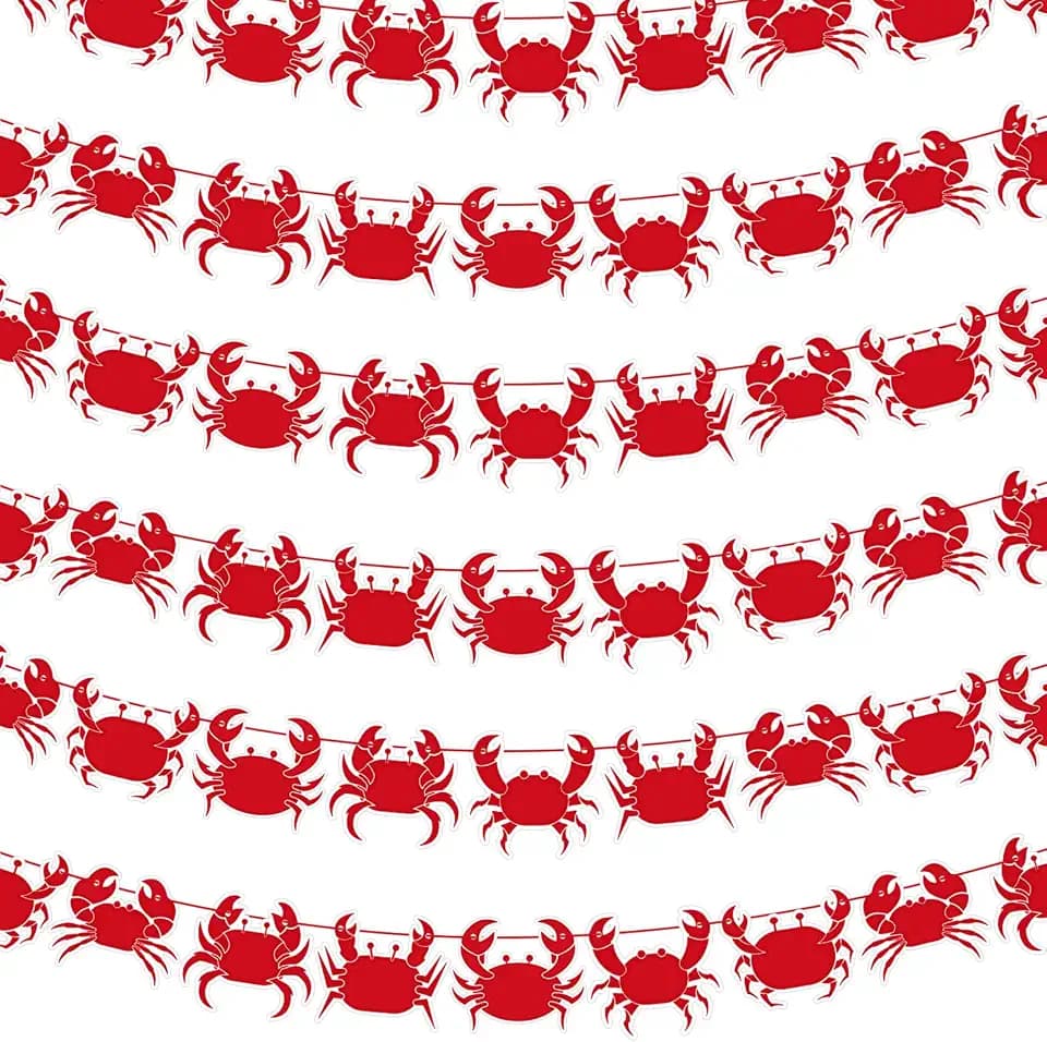 5 Pcs Crab Boil Party Decorations Banner Crab Ceiling Decorations Summer for Luau Theme Nautical Birthday Party Supplies