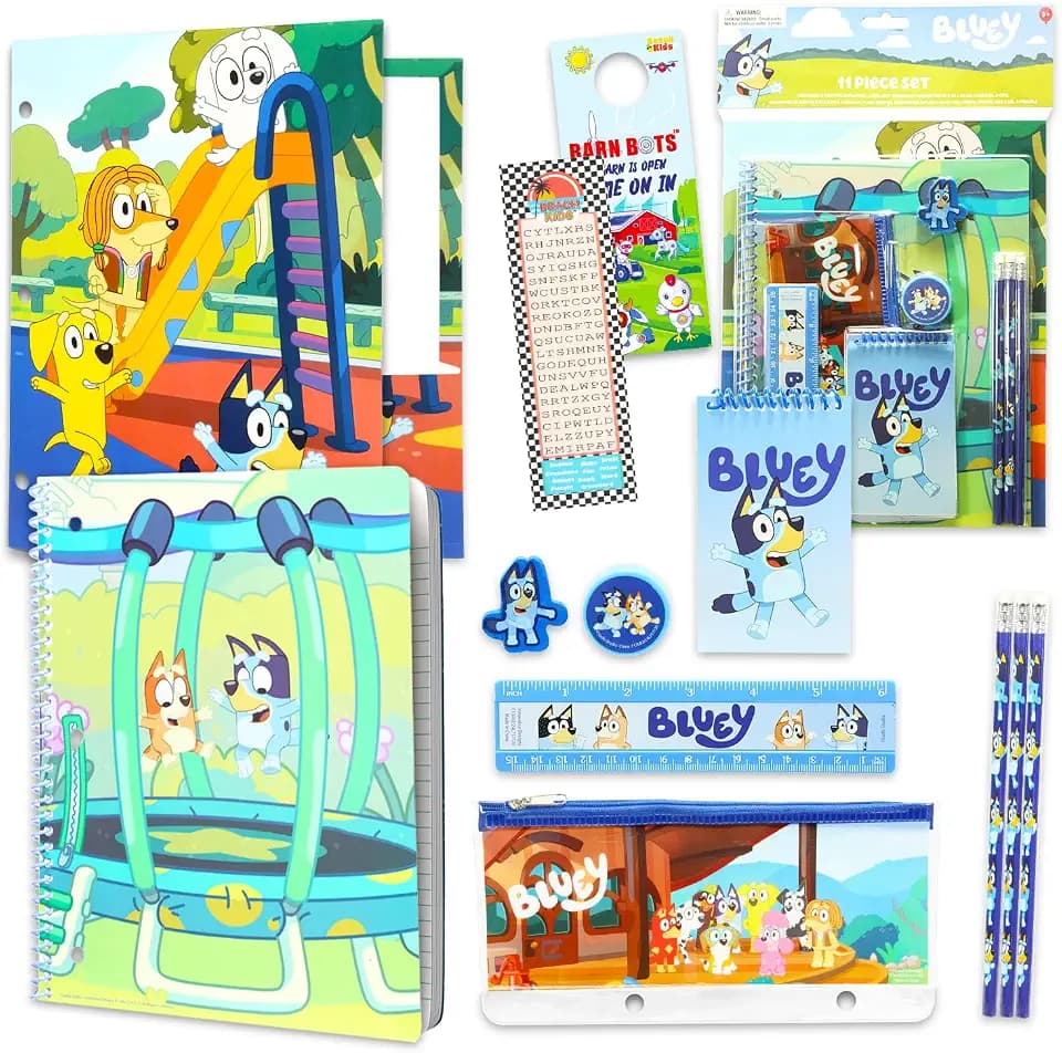 Bluey School Supplies for Toddlers Bundle w Notebook, Folder, Pencils, More