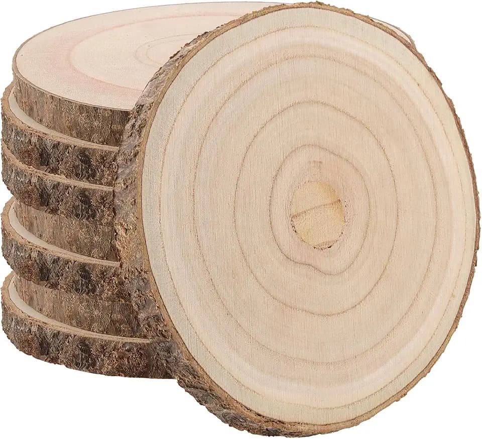 Wood Slices,Wood Slices for Centerpieces Table Decorations,Unfinished Rounds Wood for Crafts,Wood Slice for Rustic Wedding Decoration Projects, Natural Paulownia Wooden Slabs(10-11 inch 8 Pcs)