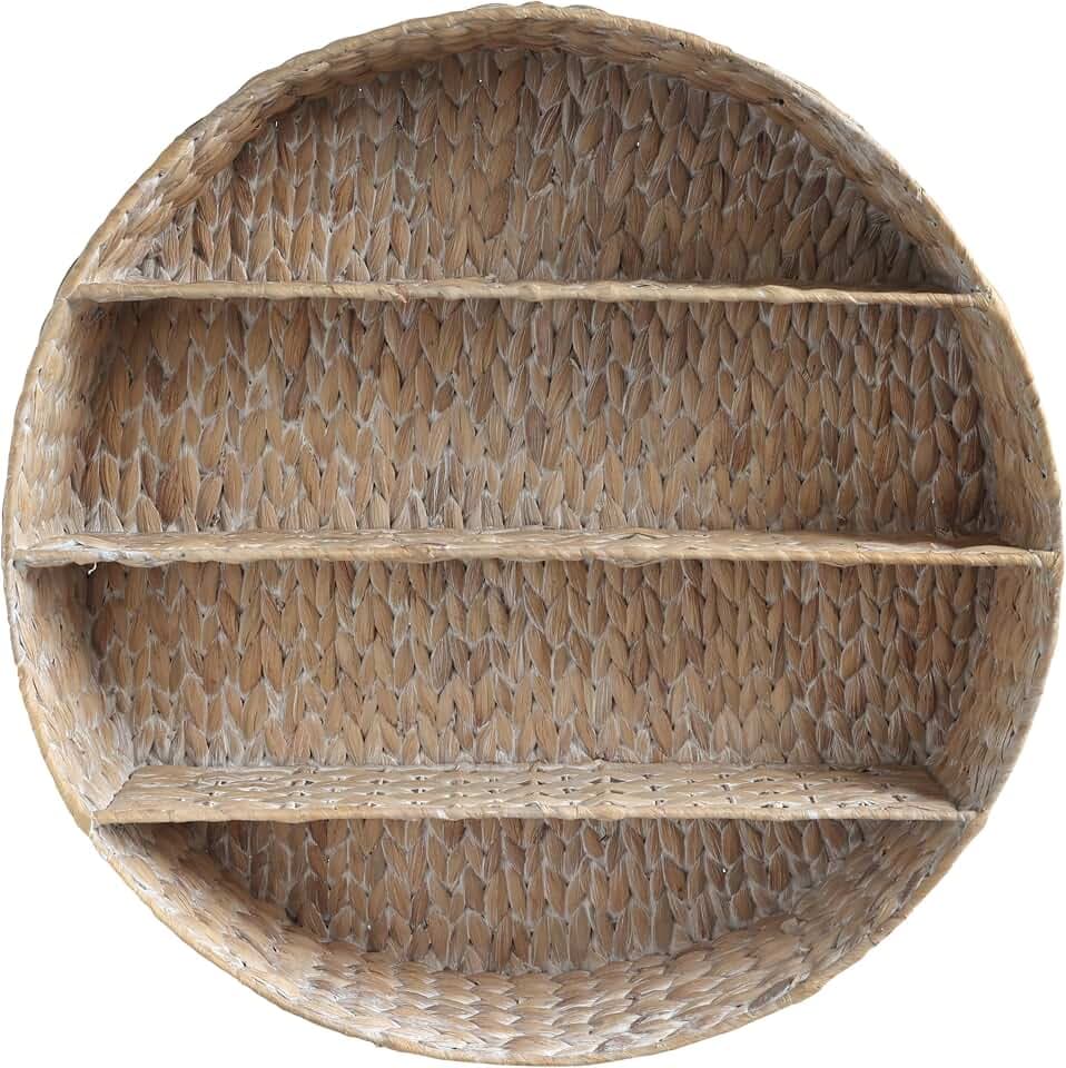happimess Annulus 3-Shelf Circular Hyacinth Wall Rack 24.6", White Wash