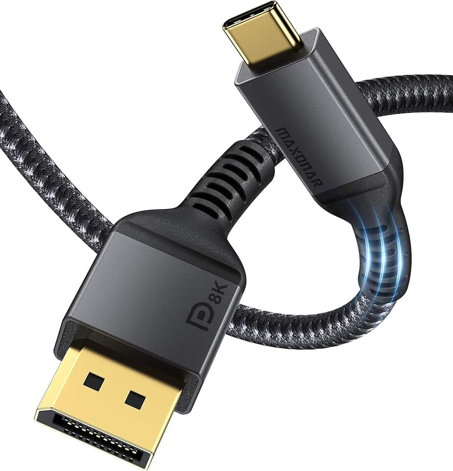 Maxonar USB C auf DisplayPort 1.4 Kabel 2M 2 Stück 8K@60Hz 4K@144Hz 2K@240Hz HBR3 unidirektional für MacBook Pro Air M1 M2 M3 Mac Mini iPad Pro Dell XPS Samsung Monitor
