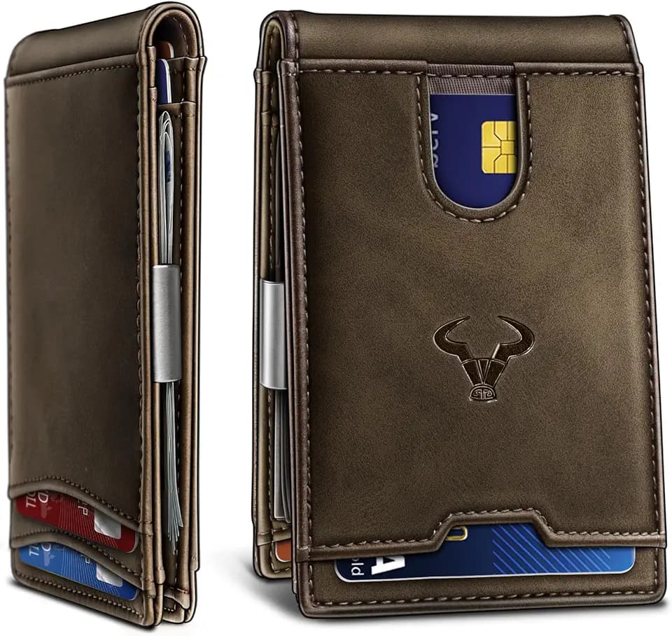 BULLIANT Men Wallet Airtag&Standard Use,Slim Front Pocket Wallet Money Clip for Gifg Men RFID Blocking 11Cards