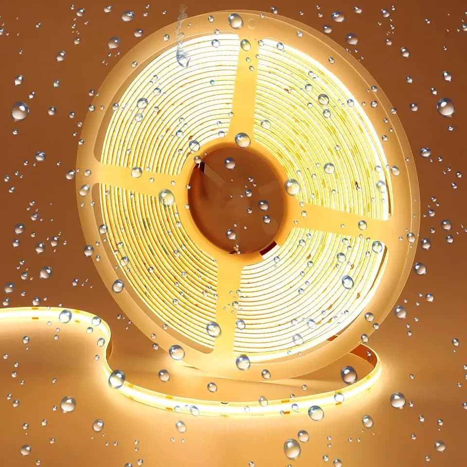 GOMING 10M/32.8ft 24V COB LED Strip Light Waterproof IP65 Warm White 3000K