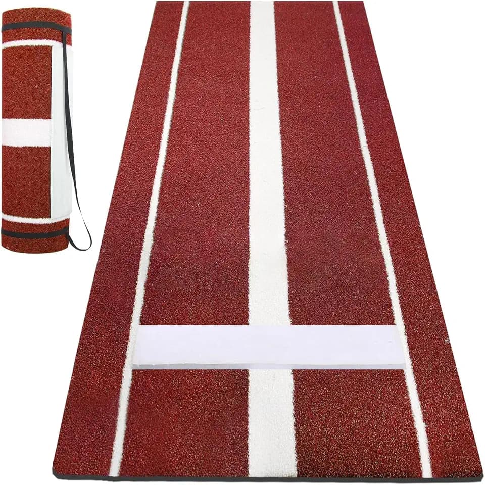 Softball Pitching Mat 10' x 3' with Pitching Mound-Green/Red