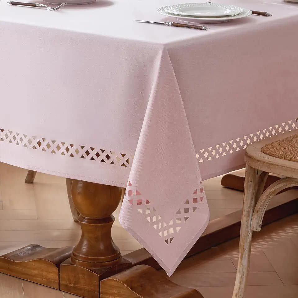JIALE Pink Tablecloth Rectangle Linen Style Fabric, 60" x 114"