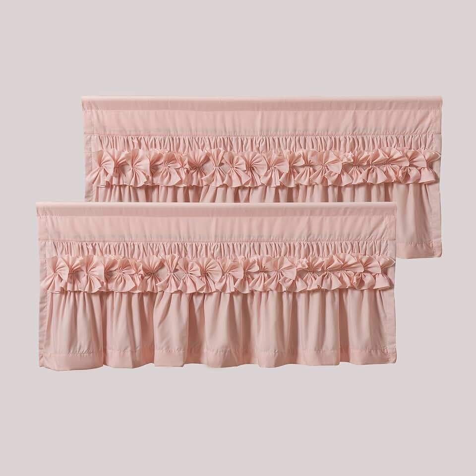 HIG 2 Pack Peach Ruffle Handcrafted Window Valances, 52"x18"