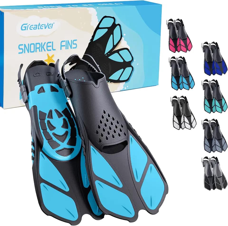 Greatever Snorkel Fins, Travel Size Short Flippers for Snorkel Swim Diving