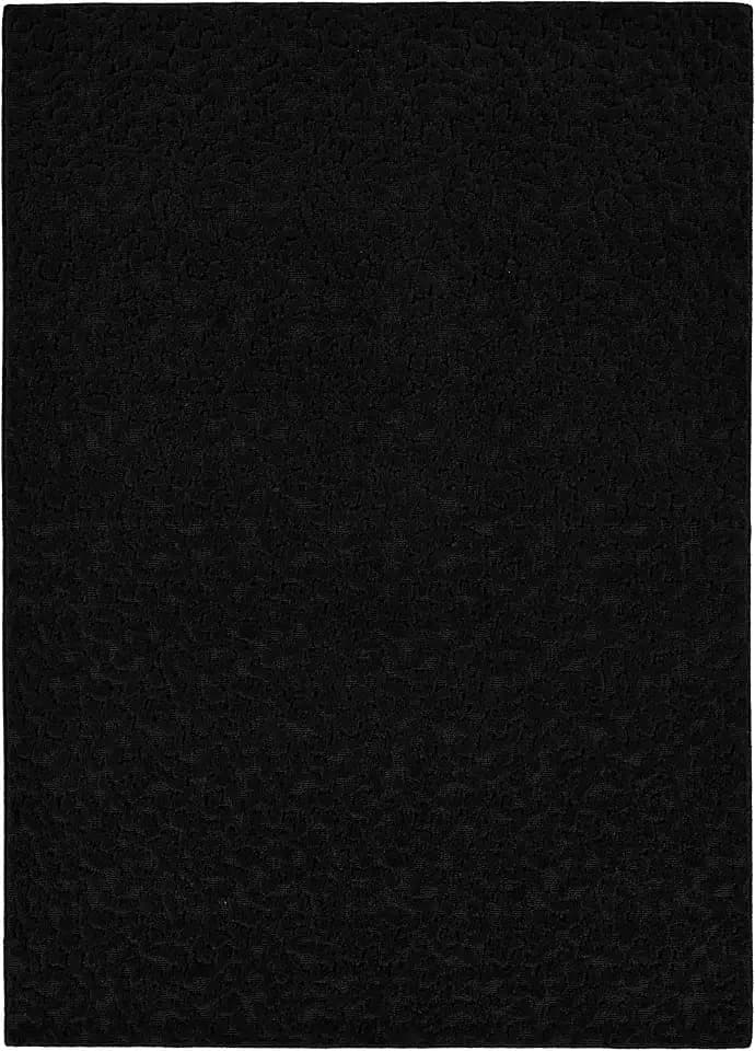 Garland Rug Ivy 7'6" X 9'6" Black Floral Solid Color Area Rug - Durable, Stylish, and Soft Rug for Living Rooms, Hallways, Bedrooms, and High-Traffic Areas