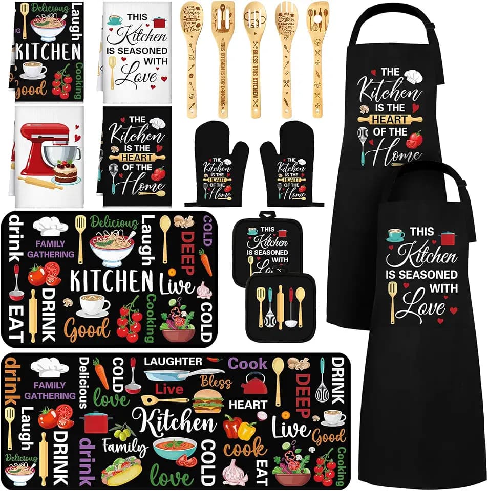 Bencailor 17 Pcs Farmhouse Kitchen Decor Accessories, Christmas Baking Gift
