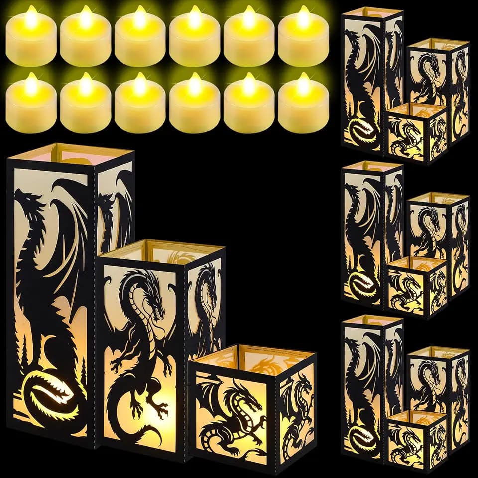 Rossesay 12 Pcs Dragon Lantern Table Centerpiece for Medieval Party Decor