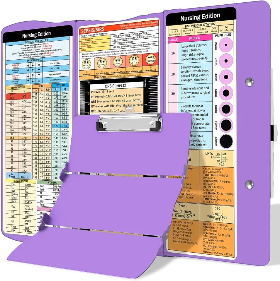 Nursing Clipboard Foldable Clipboard Medical: Nurse Edition Cheat Sheets Aluminum 3 Layers Foldable Clipboards Nursing Pocket Size Profile Clip Nurse Clipboards Notepad for Nurses Students and Doctors