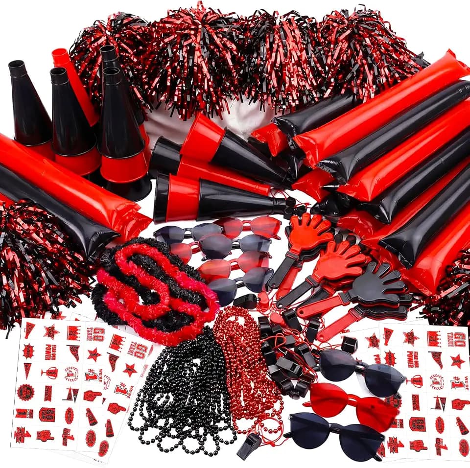 Soulchen 360 Pcs Red Black Spirit Day Accessories School Spirit Items