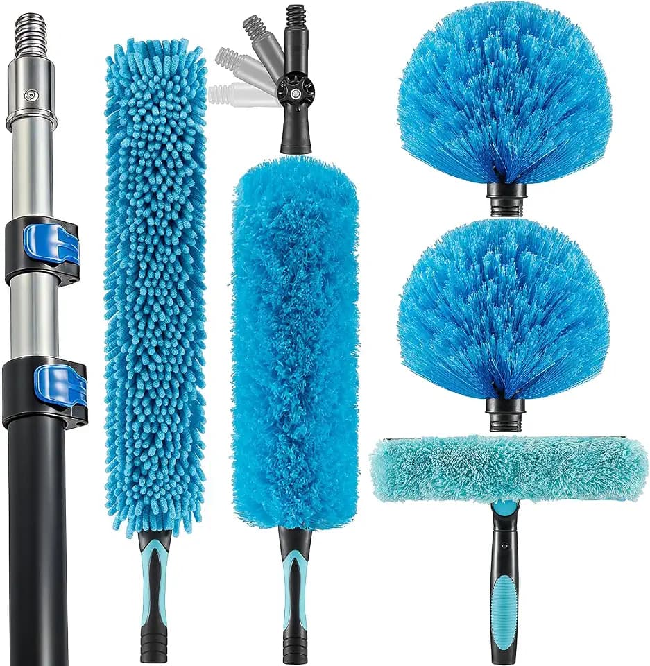 20 Foot High Ceiling Fan, Cobweb Duster with 5-12ft Extension Pole