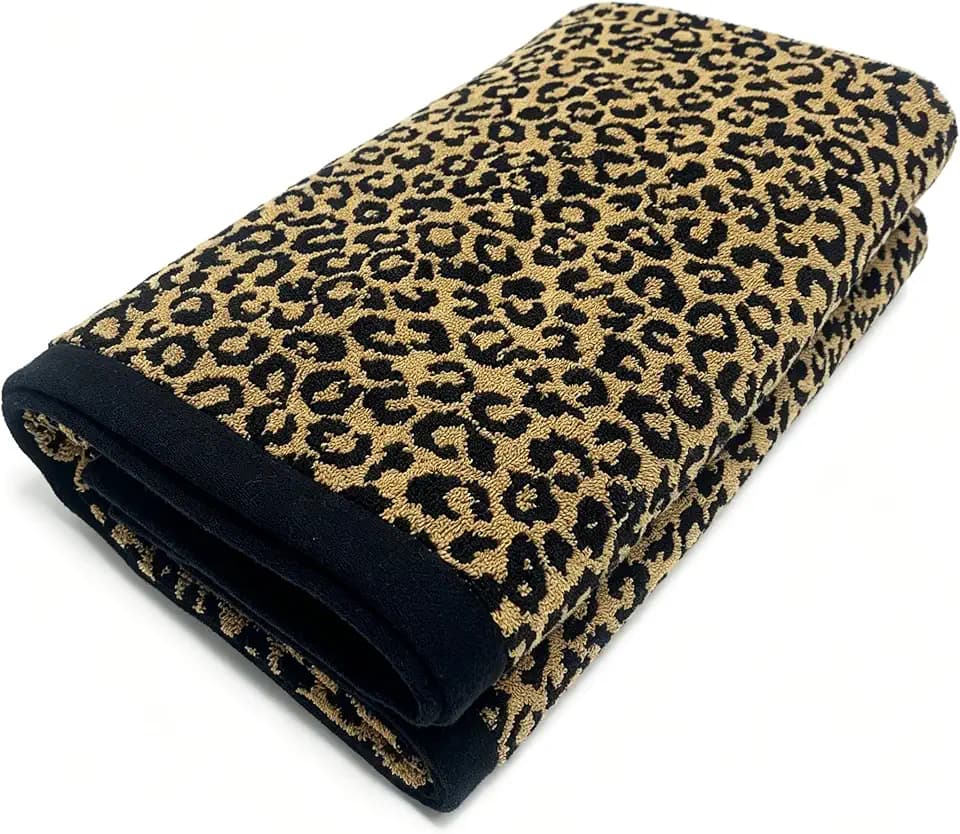 Luxury Leopard Towel - Cheetah Towel 30x54in - 100% Cotton 550gsm Soft Bath Towels – Ultra-Absorbent & Quick-Dry Cotton Towels for Bathroom Quality Comfort (Tan, Bath Towel)