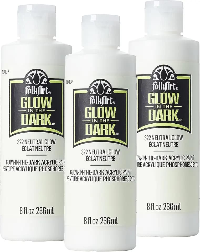 FolkArt 322E Glow in the Dark Paint, 8 oz, Neutral- (Pack of 3)