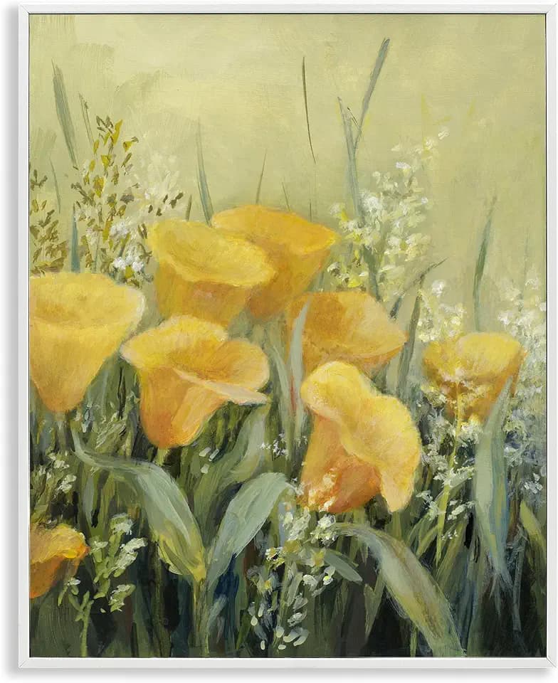 Golden Horned Poppies Botanical, 11 x 14 Inch Framed Giclée Print