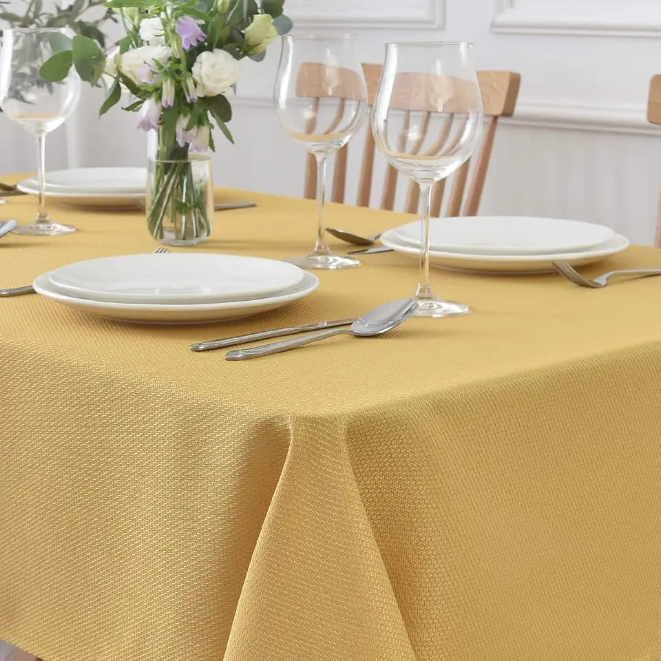 maxmill Square Jacquard Tablecloth Water Resistance Antiwrinkle Spill Proof Textured Table Cloth, Fabric Table Cover for Buffet Banquet Parties Event Holiday Dinner, 70 x 70 Inch, Ochre Yellow