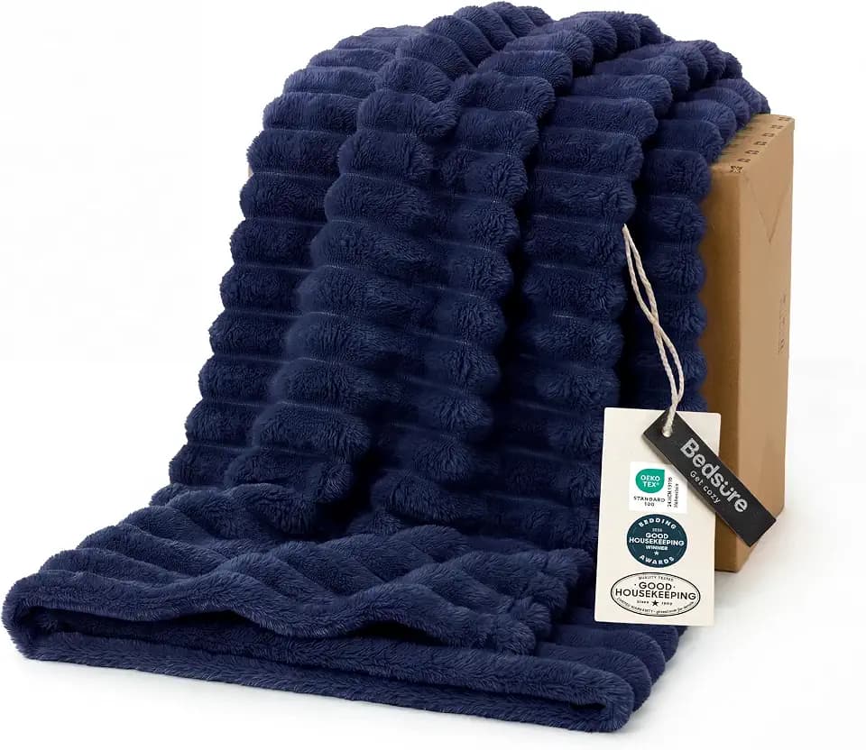 Bedsure Soft Twin Blanket for Bed Decor Gifts Navy Blue 60"x80"