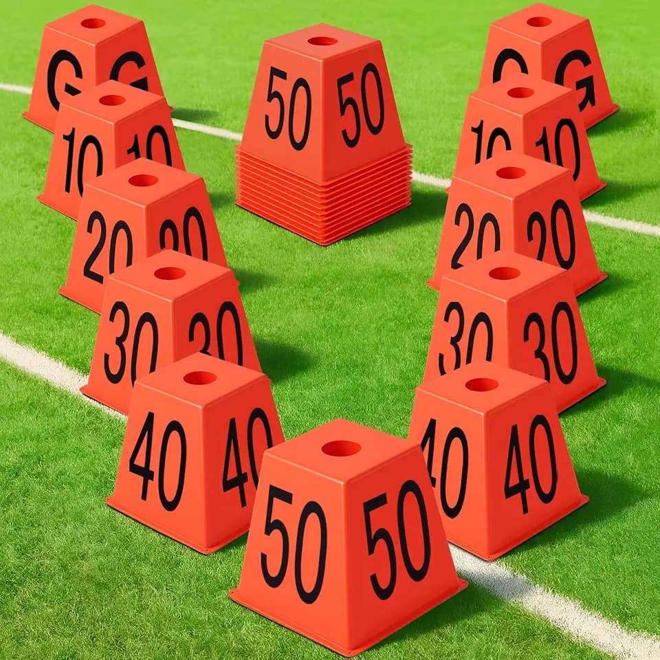 11 Pcs Football Field Yard Line Markers Orange 4 Sided Stackable