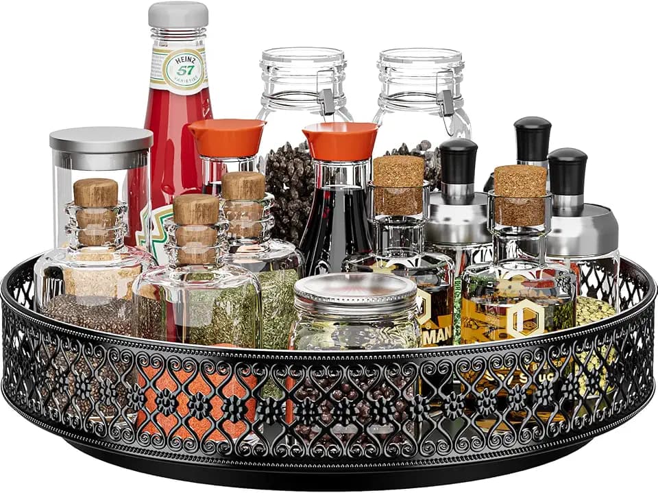 13 inch Lazy Susan Turntable - Metal Spice Organizer for Cabinet Table Top
