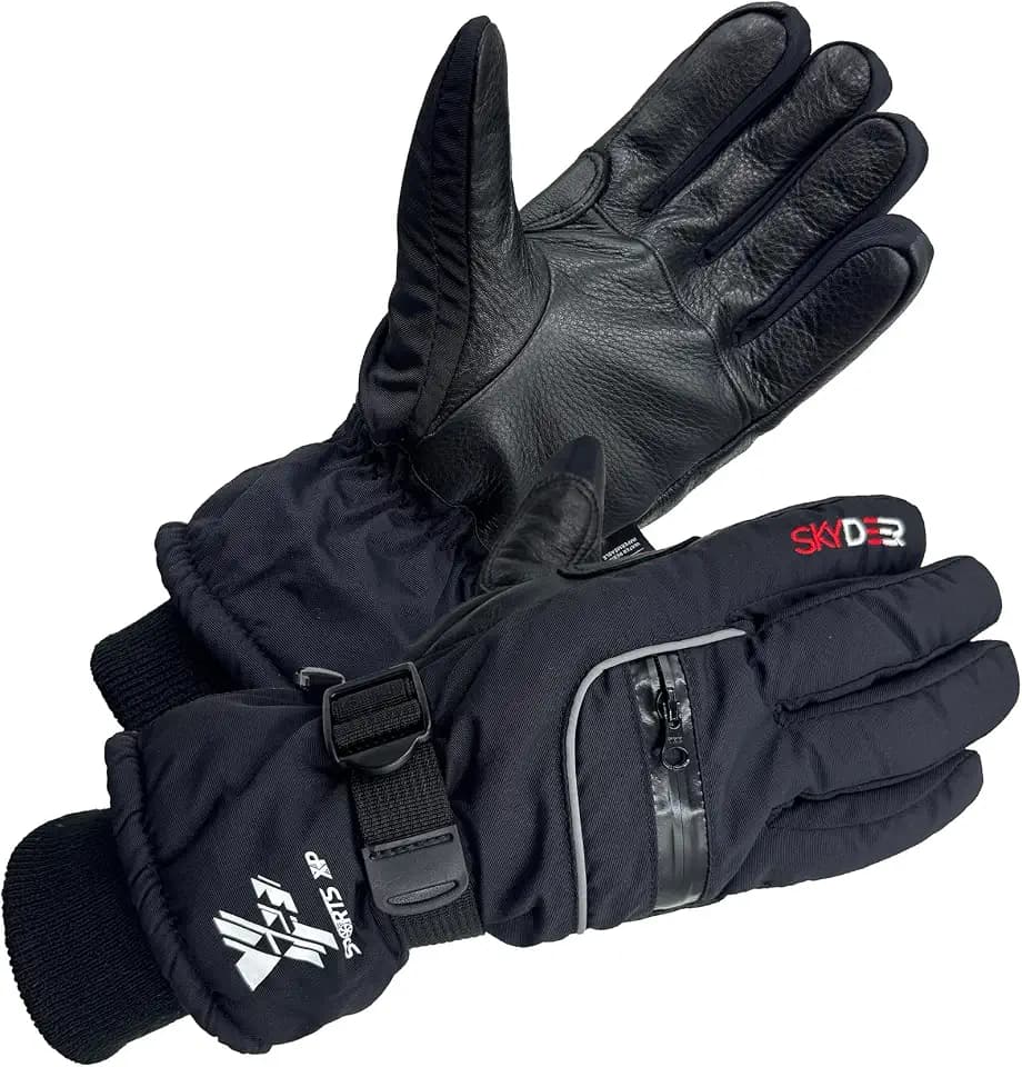 SKYDEER 100% Waterproof and Premium Deerskin Leather Ski Gloves with 150G 3M Thinsulate Lining, Ultra Soft & Durable & Warm Cold Weather Gloves for Extreme Cold Condition (SD8650T)