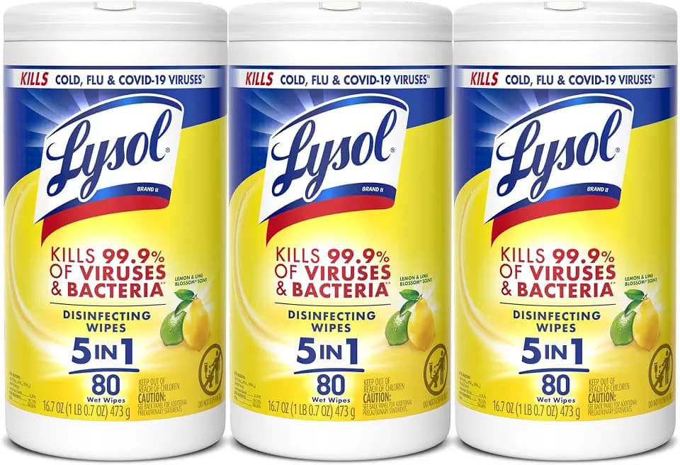 Lysol Disinfecting Wipes, Multi-Surface Cleaner, Lemon, 80 ct. (3 Pack)
