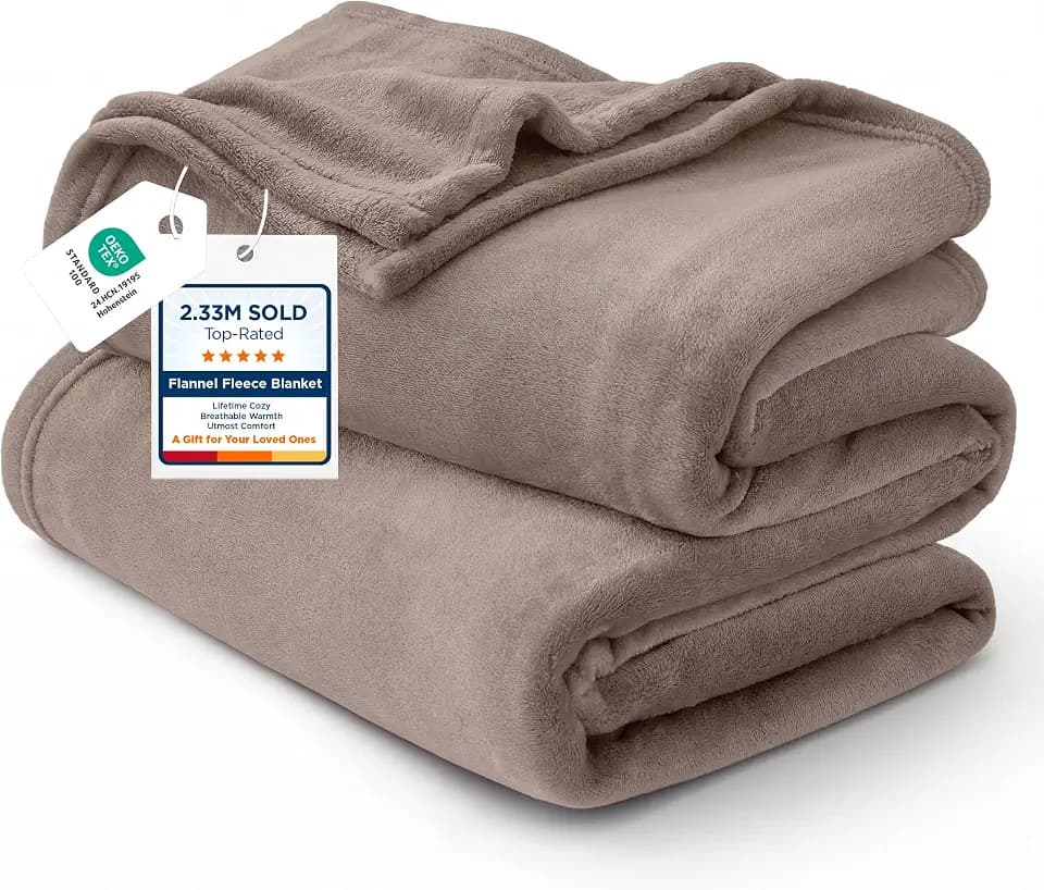 Bedsure GentleSoft Fleece Throw XL Blanket Light Brown - 300GSM Soft Lightweight Plush Cozy Blankets for Bed, Sofa, Couch, Travel, Camping, 50x70 inches