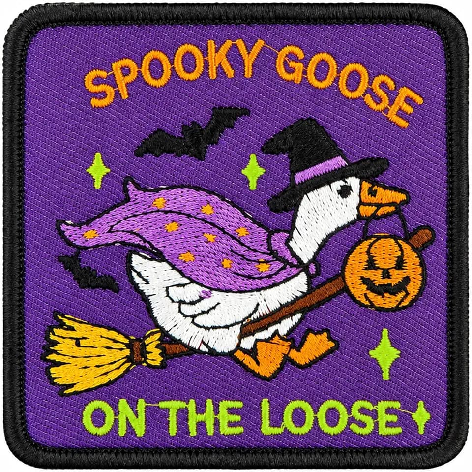 Halloween Patches Funny Goose Embroidered - Spooky Goose on the Loose