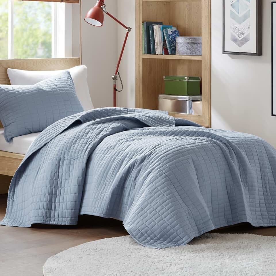 Comfort Spaces Kienna Twin Quilt Bedding Set 2 Piece, 66"x 90" Blue