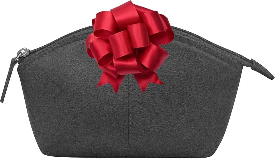 ili New York Genuine Leather RFID Blocking Cosmetic Makeup Pouch - Black