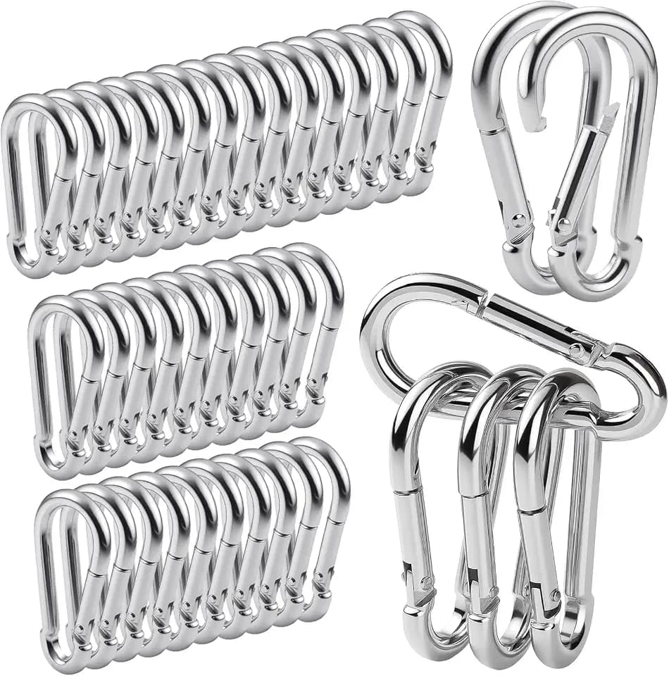 60Pcs M6 Spring Snap Hooks Carabiner Clips Heavy Duty 1/4” Small Chain Link